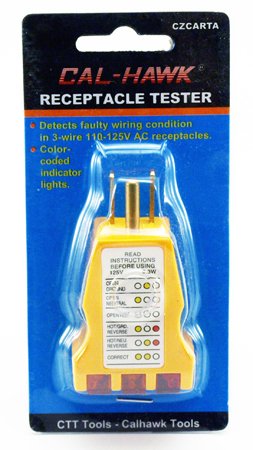 CTT Tools Receptacle Outlet Tester 3 wire AC Plug Light