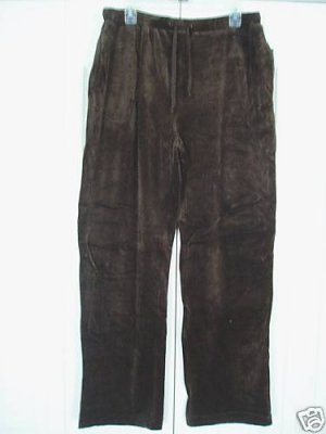 J M Collection Drawstring stretch pants Large Brown NEW