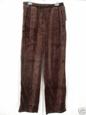 JM Collection Drawstring Pants Large Brown Velour 34