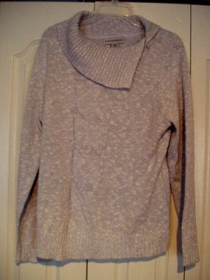 Sag Harbor sweater Large Gray White Sparkle cowl Knit