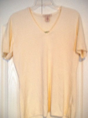 Covington Top Shirt Sweater Medium Ivory Short Sleeve