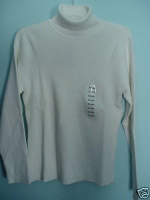 Style & Co Top Shirt Large Turtle Neck Ribbed Eggshell