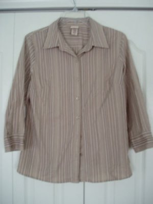 Covington Top Shirt Blouse Medium M Stripes Brown NEW