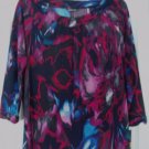 Daisy Fuentes Top Shirt Small Splash Print 3/4 Sleeve