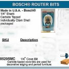 Bosch Router Bit Cove edge Molding Woodworking 1/4" New