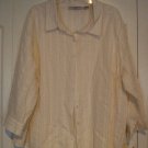 Sag Harbor Top Shirt 3X White Pinstripe Gold Glitte NEW