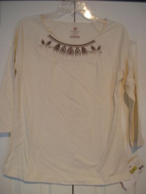 Covington Top Shirt Small White Embroidered 3/4  NEW