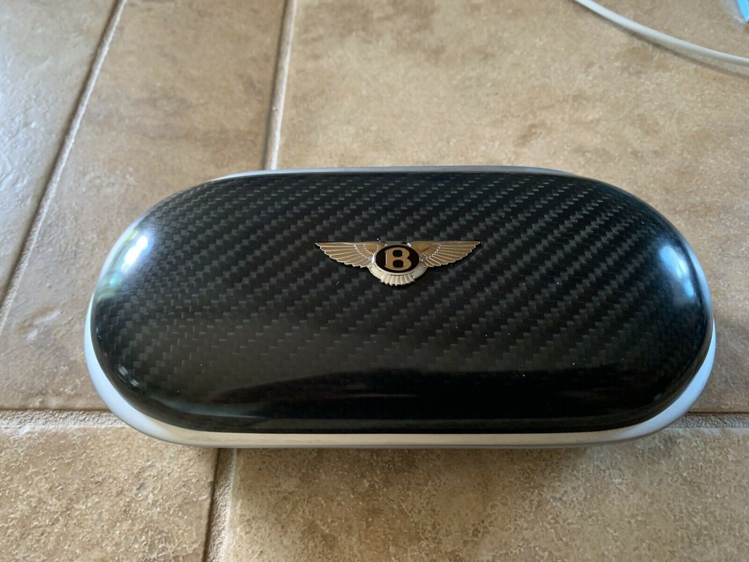 Bentley Genuine OEM Eye Glass Case Dark Carbon Fiber/ Black "Black" Leather