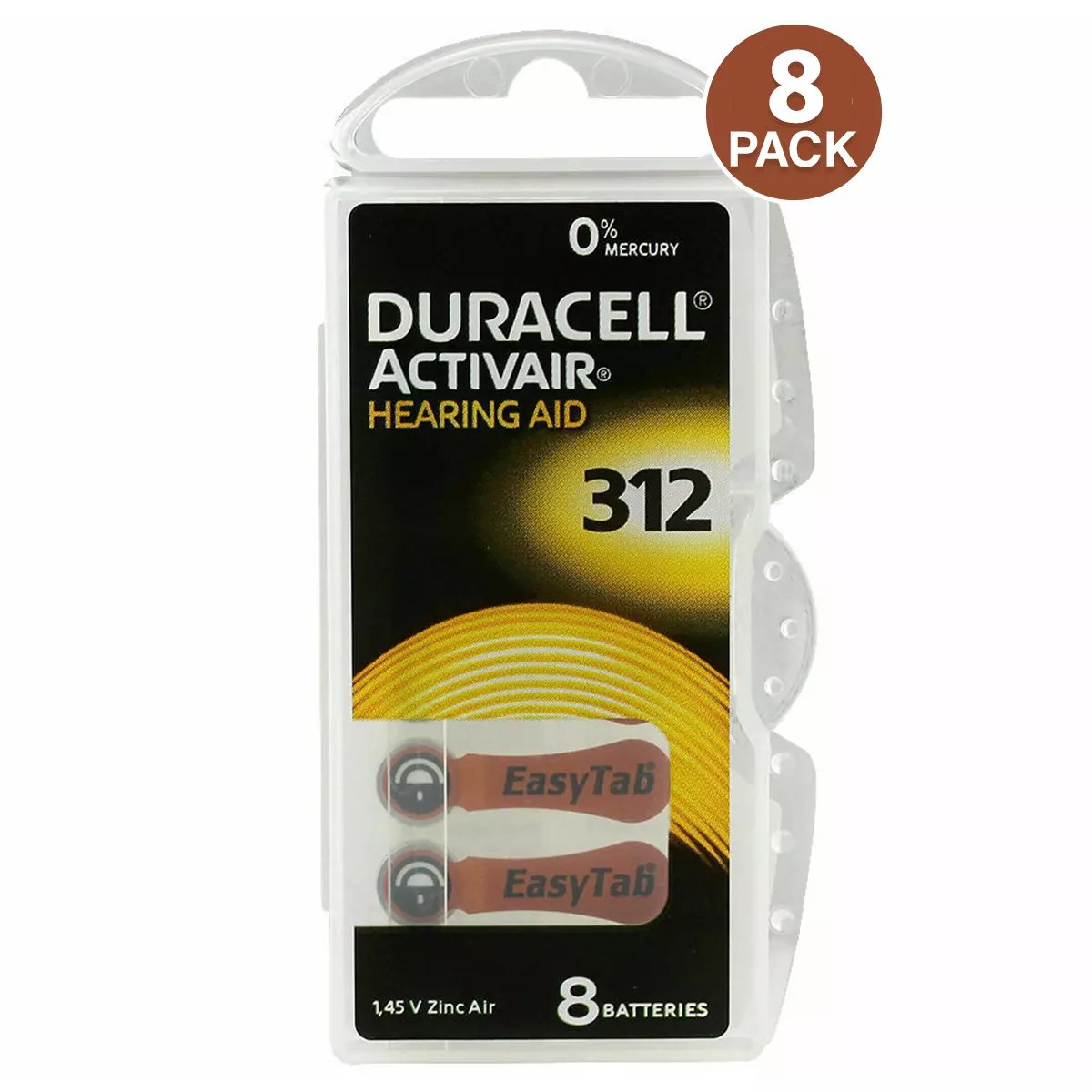 Duracell Size 312 Activair Hearing Aid Batteries (8 Pack)