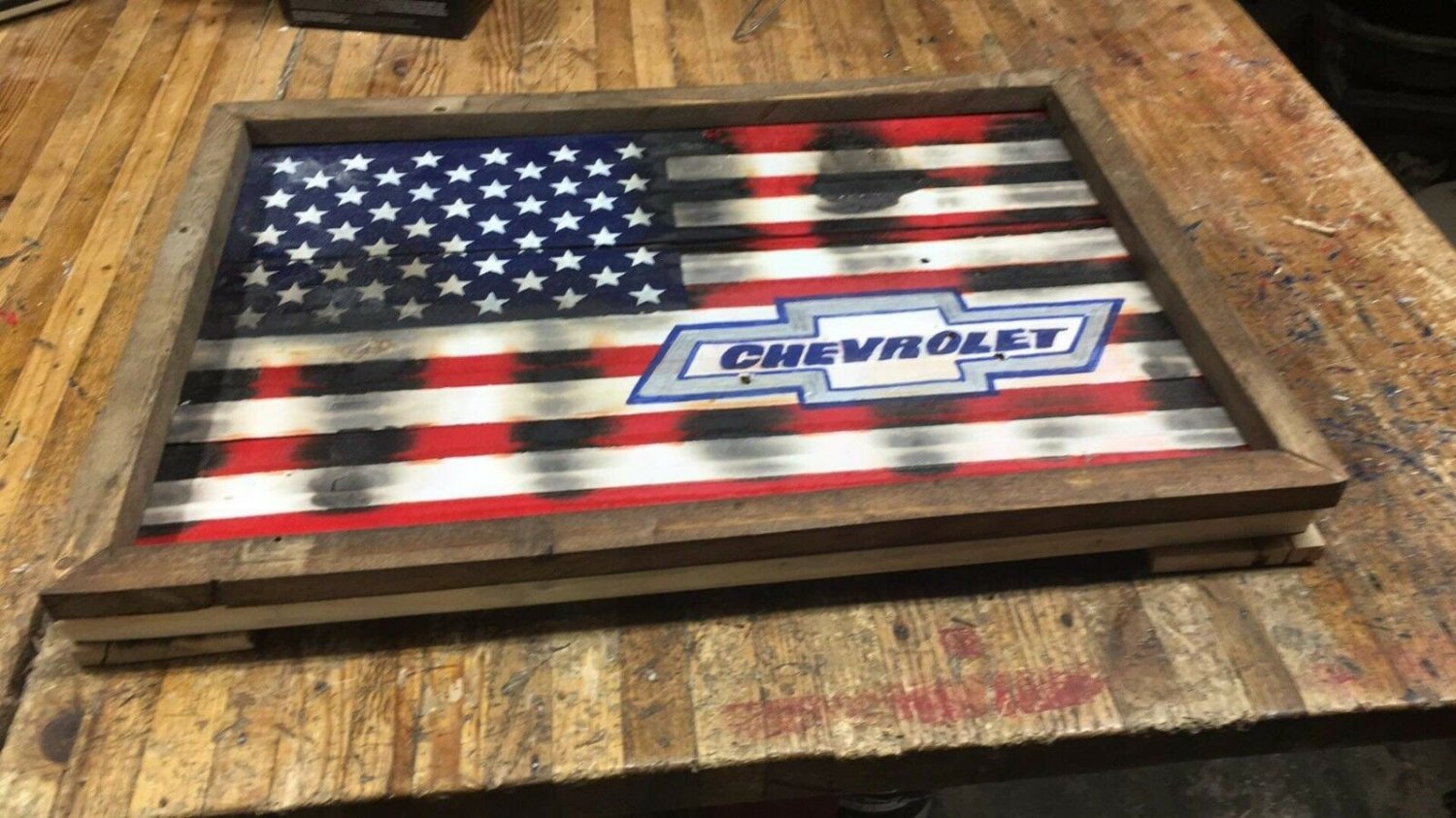 Chevy Framed Flag Medium