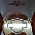 26159-4172-317GLD Harley Davidson Point Cover Gold-Plated 14k  Swarovski "Bar N' Shie.."