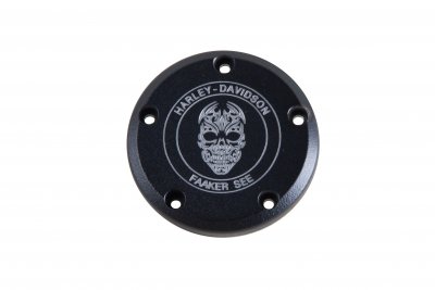 16159-212-1317-BLK Harley Davidson Twincam Point Cover Black FAAKER SEE AUSTRIA TATTOO SKULL