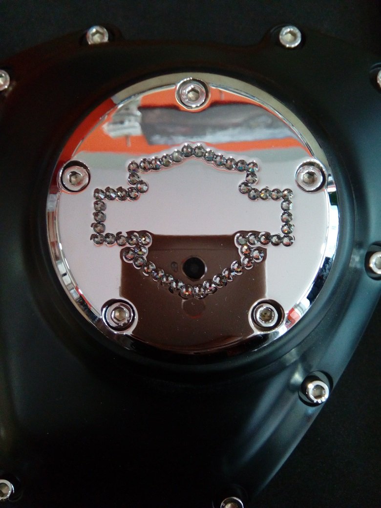 26159-4172-317CHR Harley Davidson Twincam Swarovski Point Cover CHROME "Bar N' Shie.."