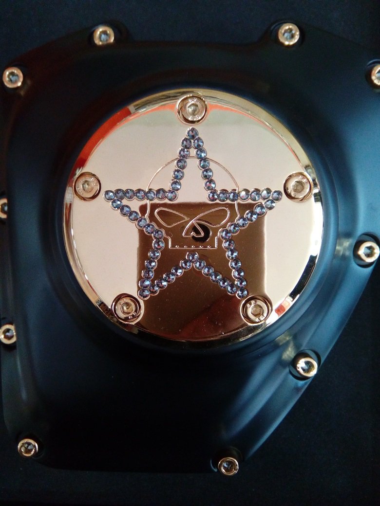 26159-2162-317GLD Harley Davidson Twincam Swarovski Point Cover Gold-Plated 14k "WILLIE-STAR "
