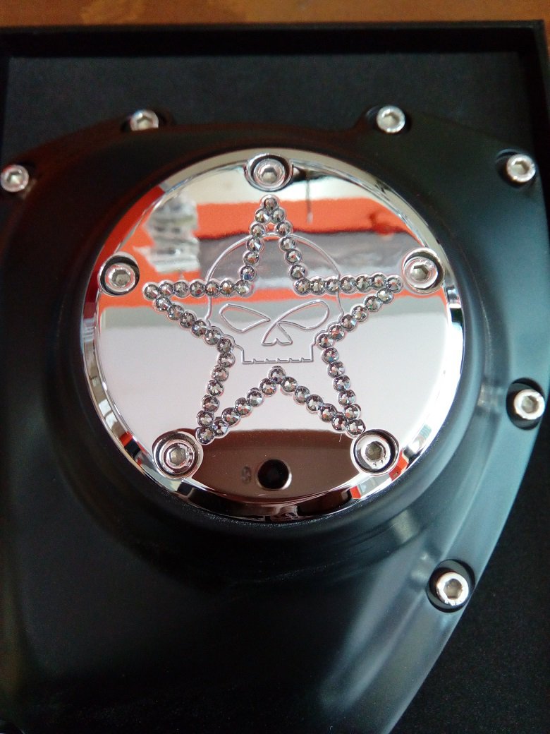 26159-2162-317CHR Harley Davidson Twincam Swarovski Point Cover chrome "WILLIE-STAR "