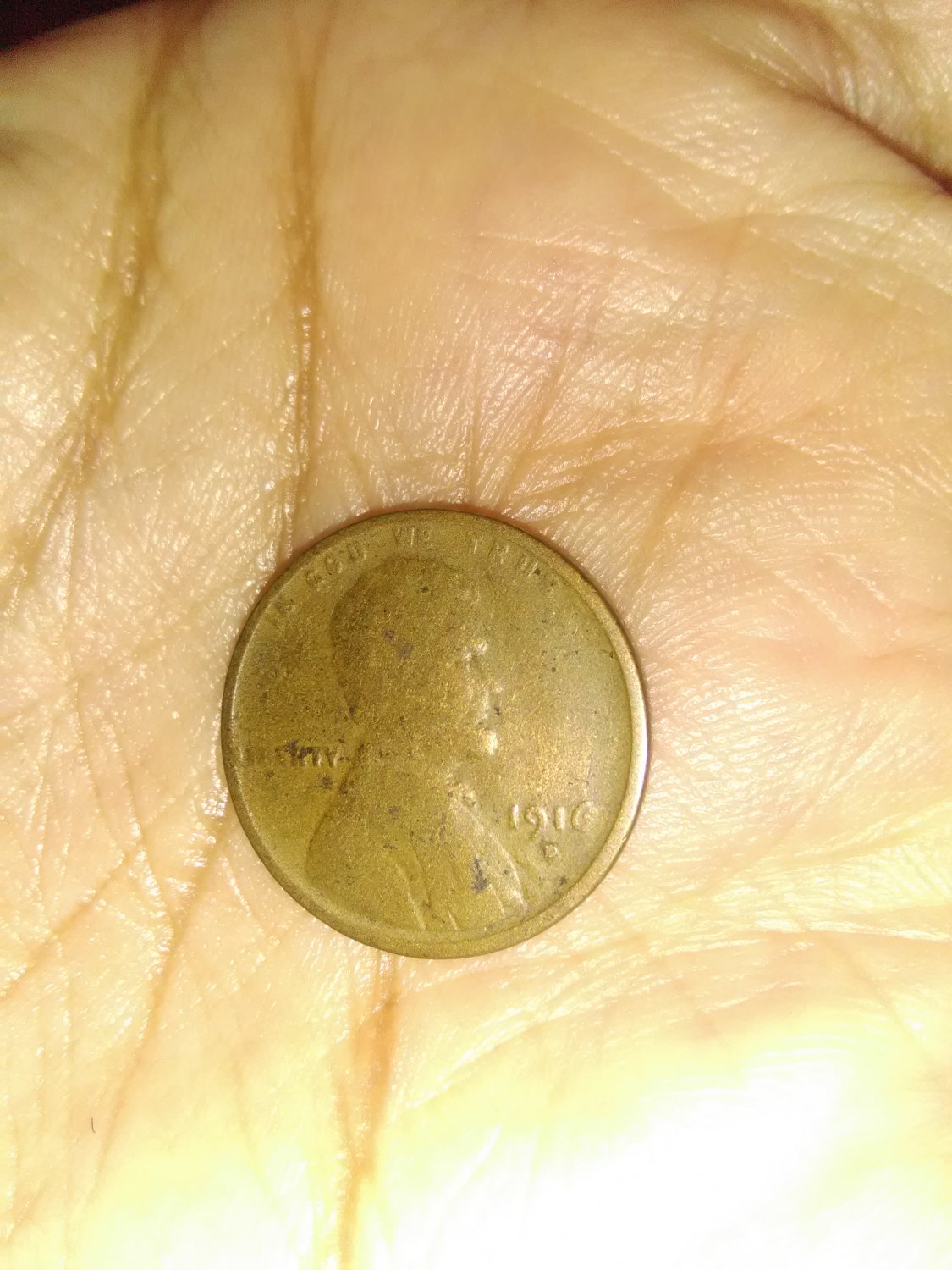 1916 S Rare Wheat Lincoln Penny- 95 Percent Copper, Collectors Gold