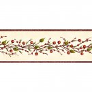 Burgundy Beige Berry Garland Wallpaper Wall Border