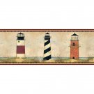 Dark Red Trim Lighthouse Legends Wallpaper Wall Border