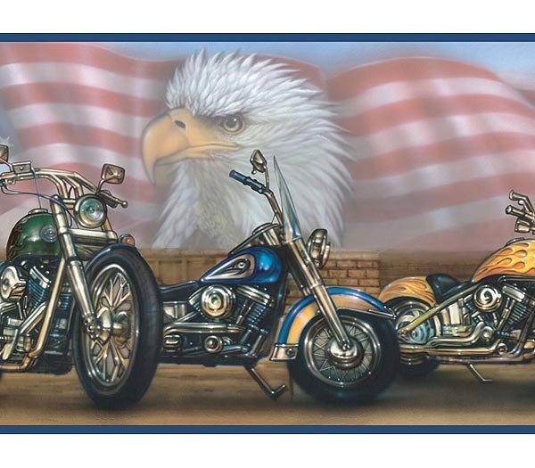 HARLEY DAVIDSON MOTORCYCLE FLAG WALLPAPER WALL BORDER