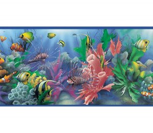 Blue Lagoon Aquarium Fish Wallpaper Bathroom Border