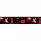 Red Black Shoes Hats Glasses Hallway Wallpaper Border