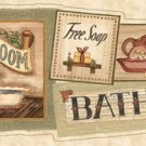 Laundry Bathroom Olive Bath Signs Wallpaper Wall Border