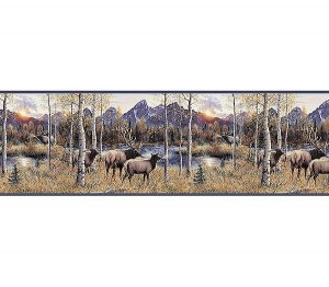Elk River Forest Mountain Nature Wallpaper Wall Border