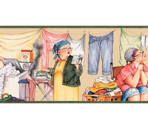 Laundry Green Soap Day Wallpaper Wall Border
