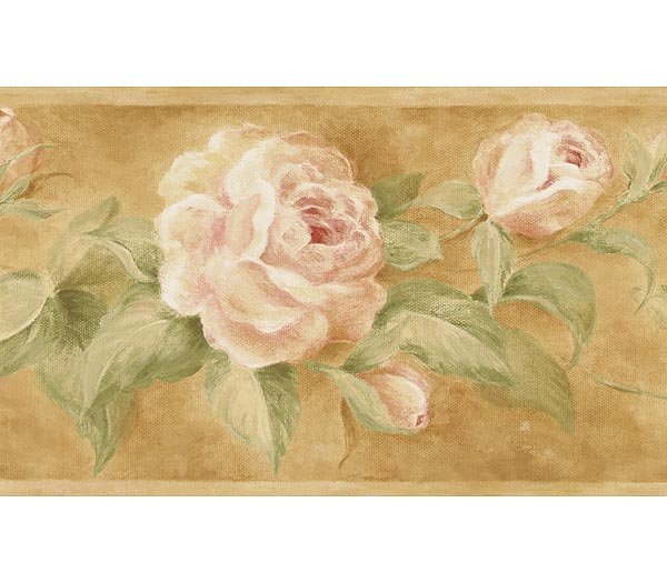 GOLDEN ROSE TRAIL PINK SAGE WALLPAPER WALL BORDER