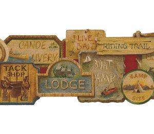 Camping Signs Lodge Lodge Wallpaper Wall Border
