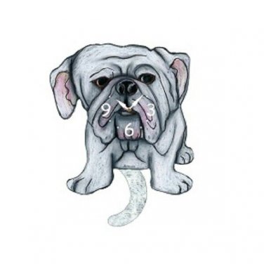 American Bulldog Dog Wagging Pendulum Clock
