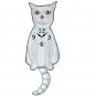 White Cat Wagging Pendulum Clock