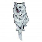 White Siberian Husky Dog Wagging Pendulum Clock