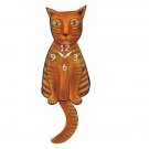 Red Tiger Cat Wagging Pendulum Clock