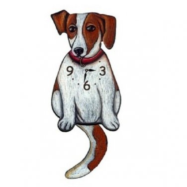 Brown Jack Russell Terrier Wagging Pendulum Clock
