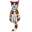 Orange Cow Cat Wagging Pendulum Clock