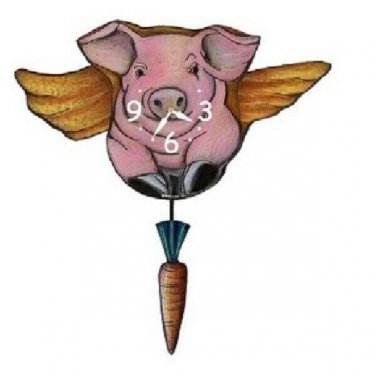 Pig With Wings Pendulum Wall Clock