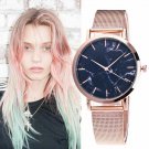 Ladies Mesh Band Marble Wristwatch Simple Silver Rose Gold Strap Quartz Watch