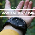 UWOOD Mens Wood Watch Black Sandal Solid Wooden Watch Gift Men