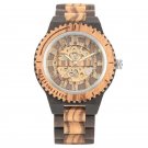 Antique Men's Wood Watch Sandalwood Auto Mechanical Wristwatch Full Wooden Band