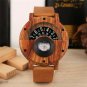 Men Wooden Watch Sandalwood Compass Design Bamboo Wood Quartz Watches Leather