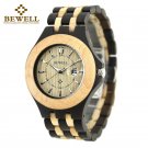 BEWELL Men's Wooden Watches Analog Quartz Date Wood Band Wrist Watch Xmas Gifts