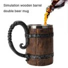 simulation wooden barrel double beer mug