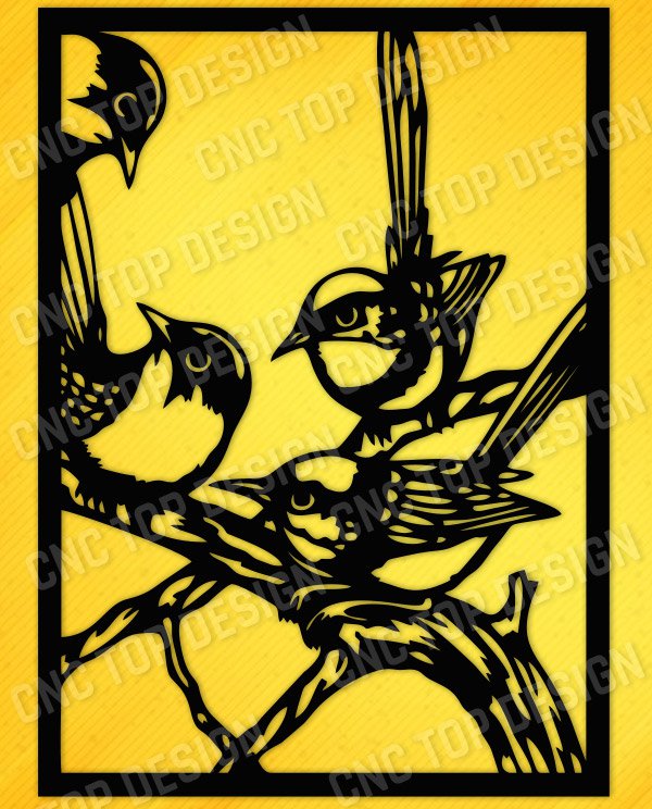 Birds on a branch DXF CDR EPS SVG AI File For CNC Machine Plasma Router Laser cut