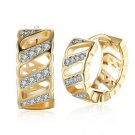 Swarovski Crystal Curved Hollow Huggies Set in 18K