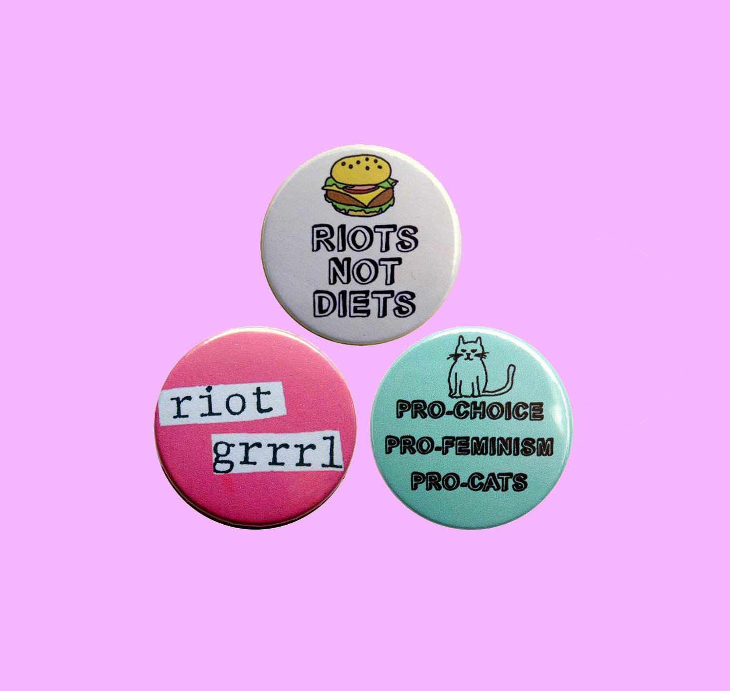 Feminist riot grl ~ CHOOSE 1 ~ - 1.5 inch pinback button, clip or magnet
