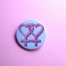 Lesbian love symbol - 1.5 inch pinback button, clip or magnet