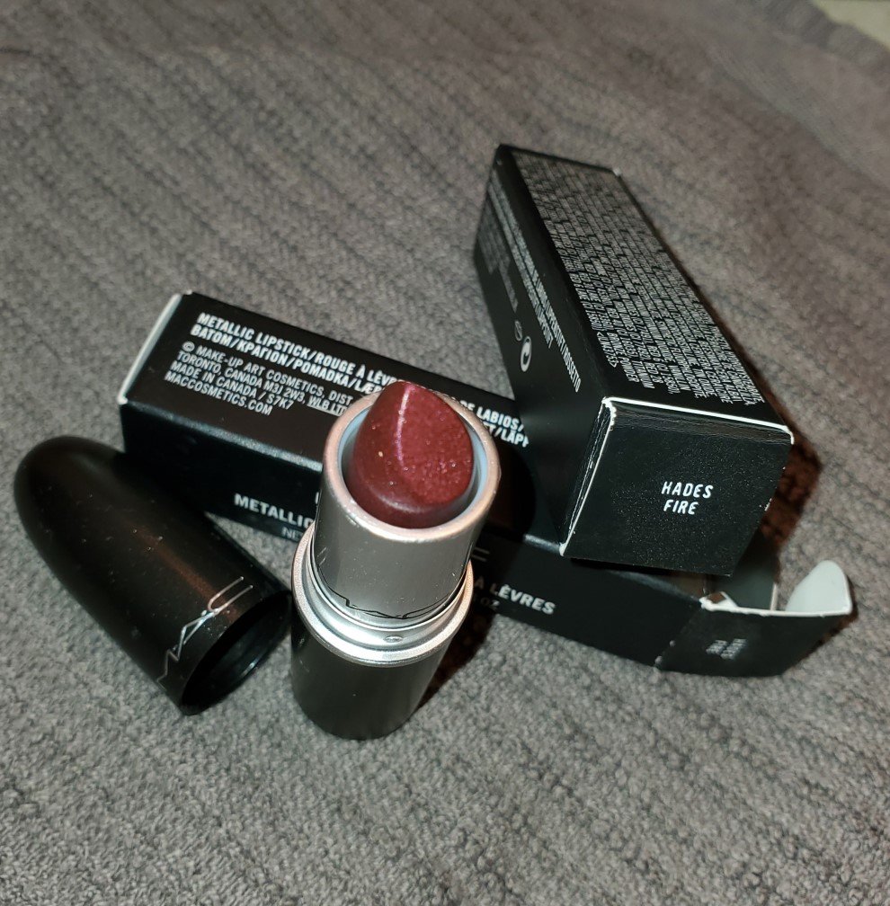 MAC lipstick Hades Fire sparkly metallic lip color HTF