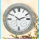 Natural Slate Framed Wall Clock with Temperature and Humidity, Wind & Weather CK6507