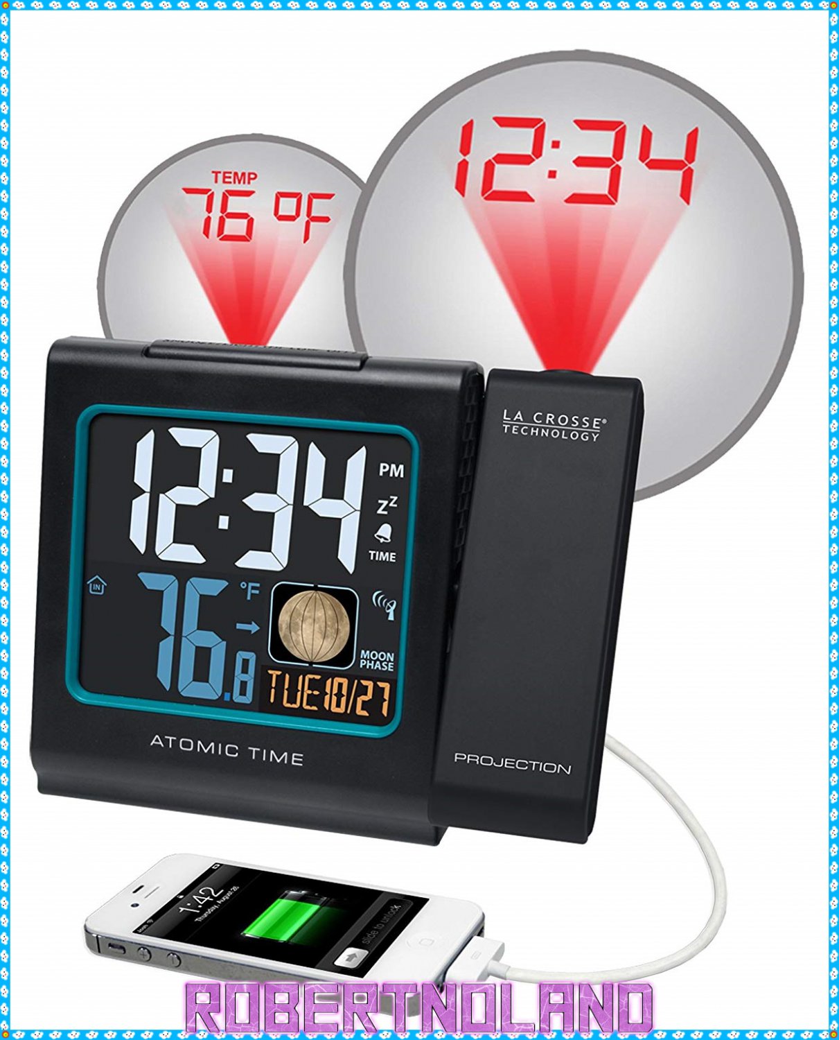 Atomic Projection Alarm Clock with Moon Phase by La Crosse Technology, 616-146A